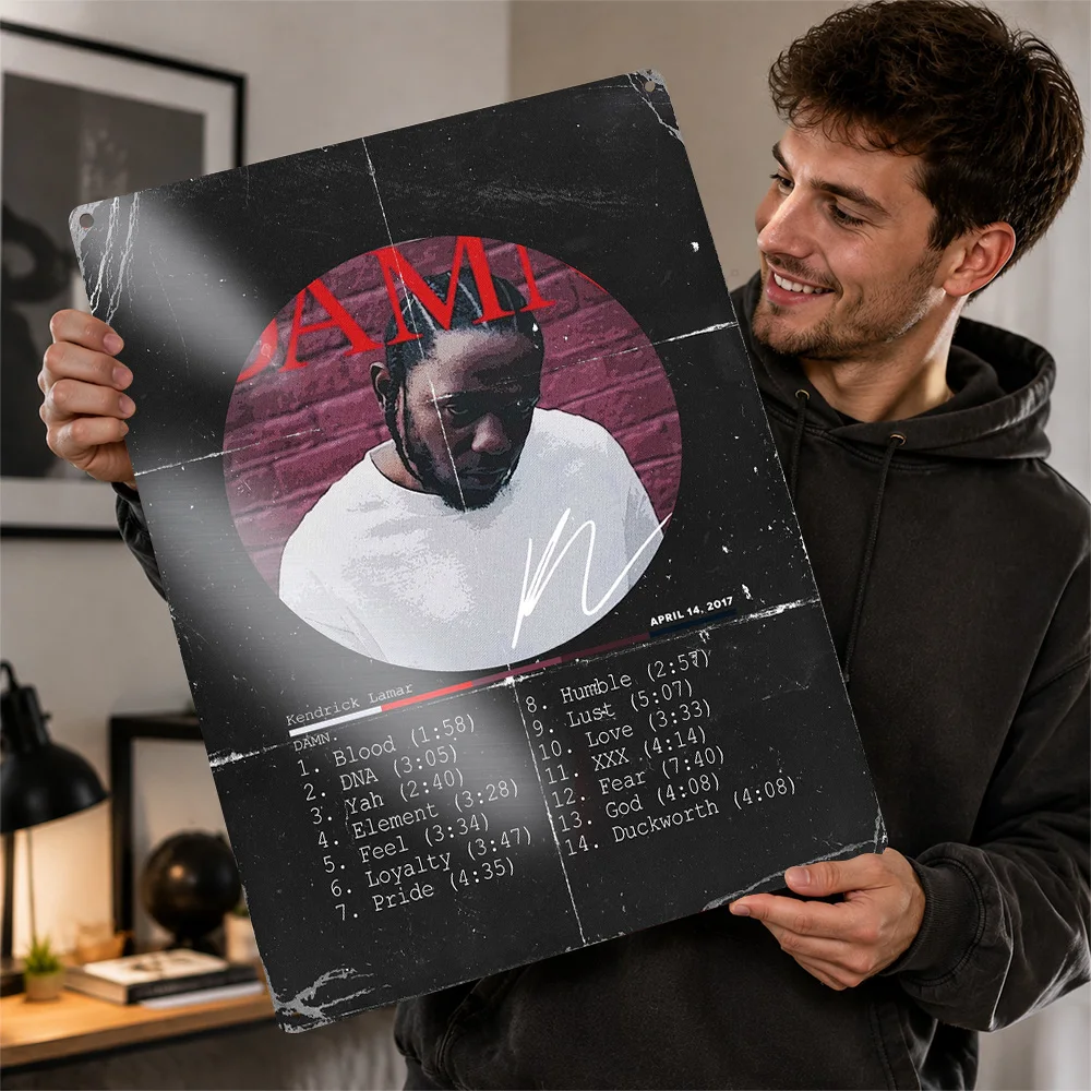 Kendrick Lamar Metal Poster Music Wall Art Customized Retro Tinplate Sign for Studio Bedroom Home Decor Room Decoration Plaque