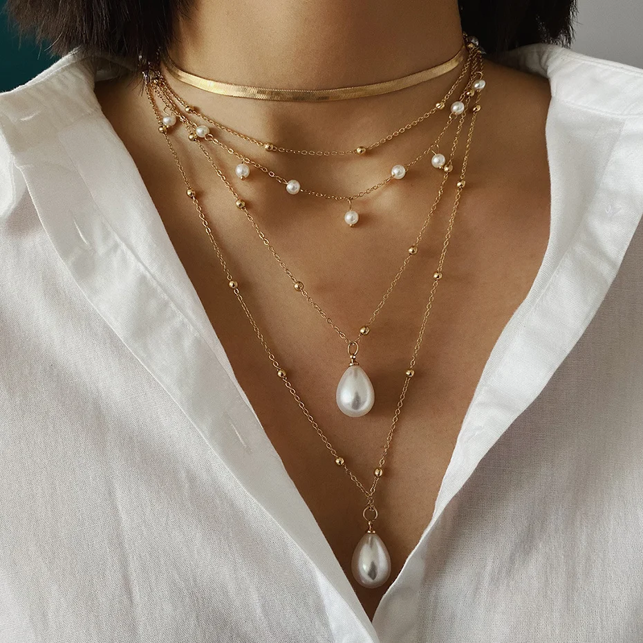 IngeSight.Z Bohemian Multi Schicht Nachahmung Perle Quaste Choker Halskette Kragen Erklärung Anhänger Halskette für Frauen Schmuck – Detail 16