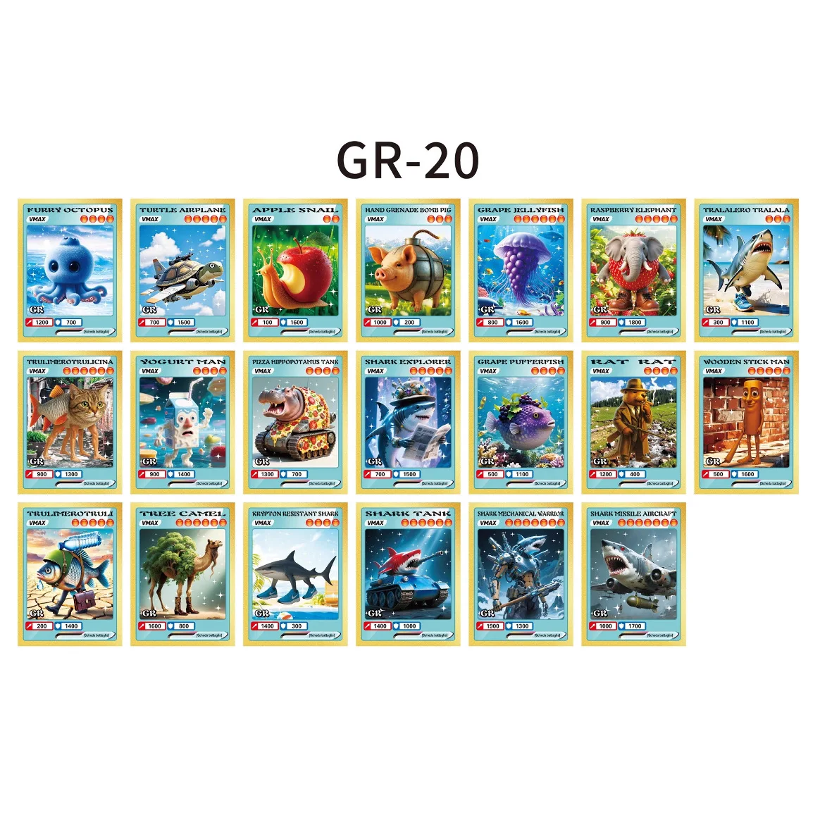 Tralalero Tralala 카드 세트 어린이 만화 Tungtung Sahur Brainrot 애니메이션 캐릭터 컬렉션 카드 플래시 카드 어린이 장난감 선물