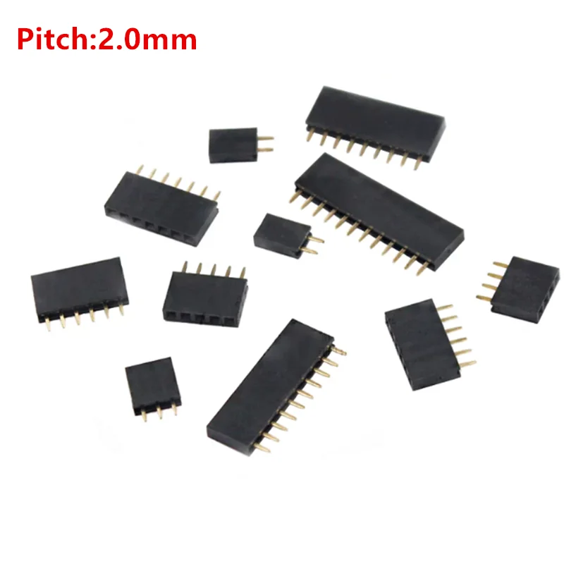10PCS 2.0mm Female Single Row Pin Header 2/3/4/5/6/7/8/9/10/11/12/13/14/15/16/20/40P 2.0 Stright Pin Strip PCB Connector