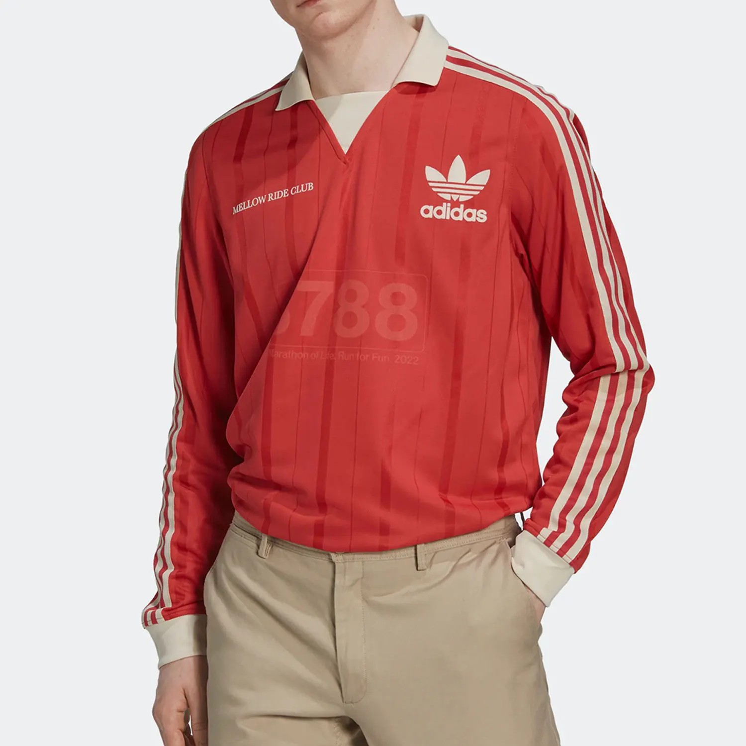 

Adidas подлинная мужская дышащая футболка с длинными рукавами и воротником Trefoil HN1677