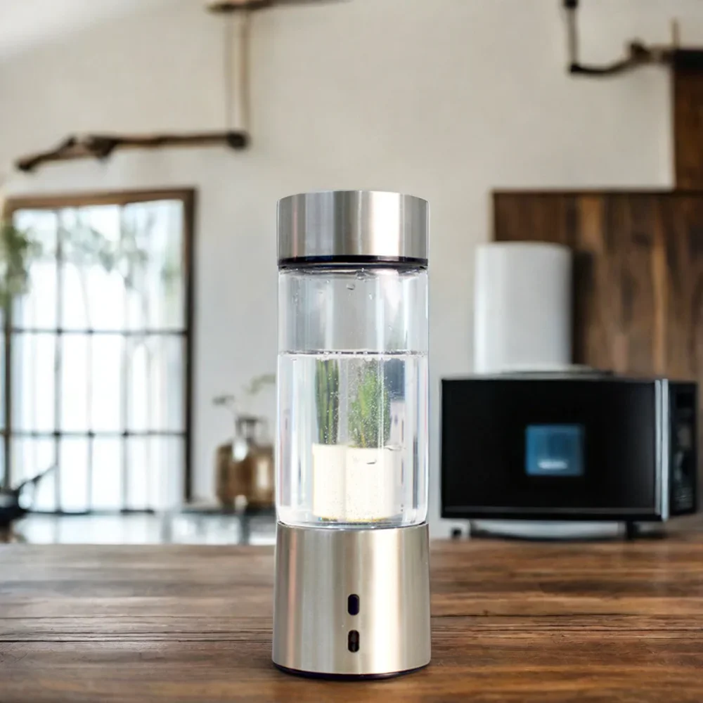 

Level up hydroge Water Bottle Ionizer Battery-Powered Glass hydroge Bottle hydroge Water Generator for househol Outdoor Use