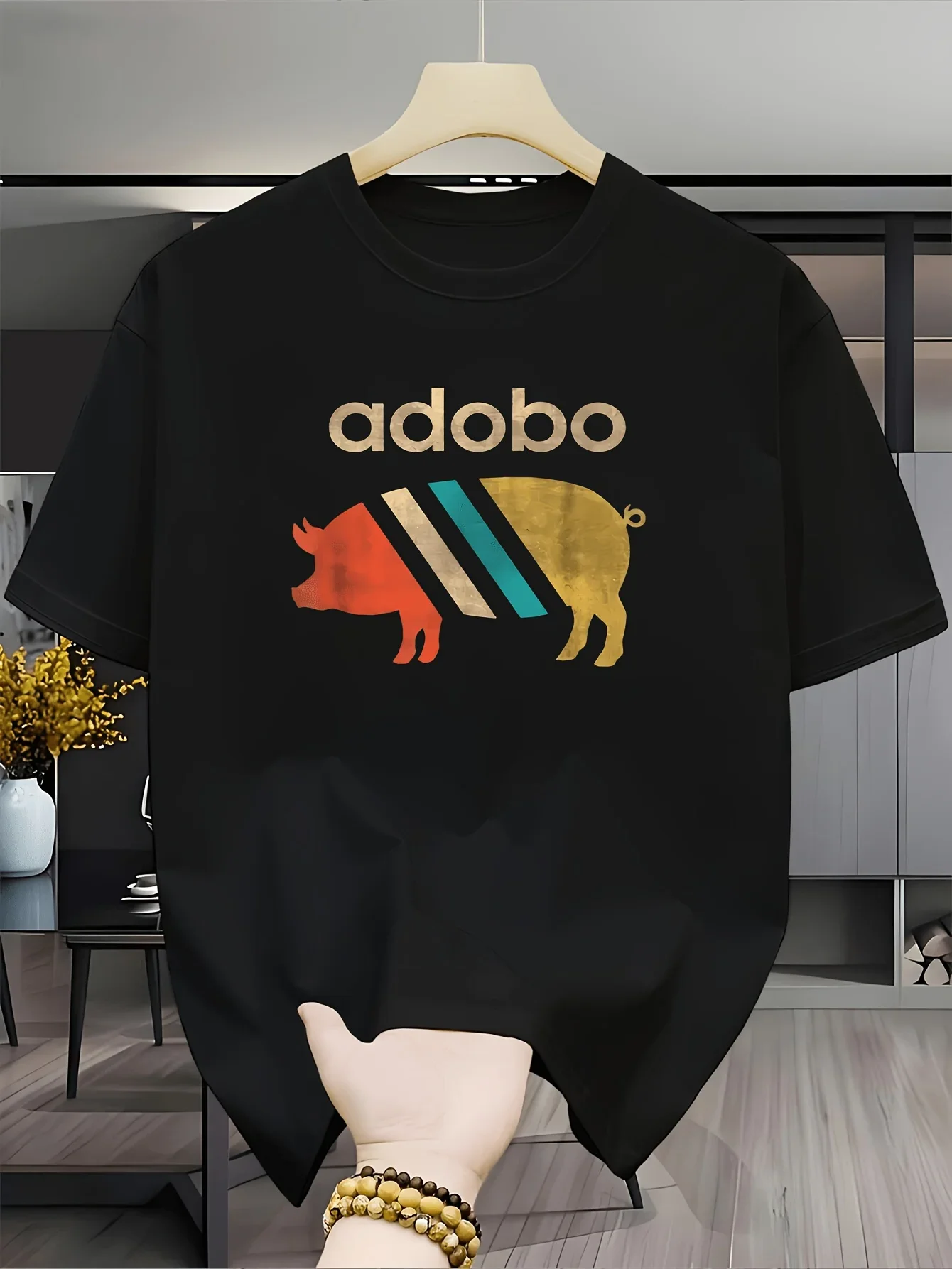 Adult Funny Adobo Pig T-Shirt Philippines Food Lover Graphic Tee Retro Pinoy Pride Summer Casual Fashion Top for Men And Women