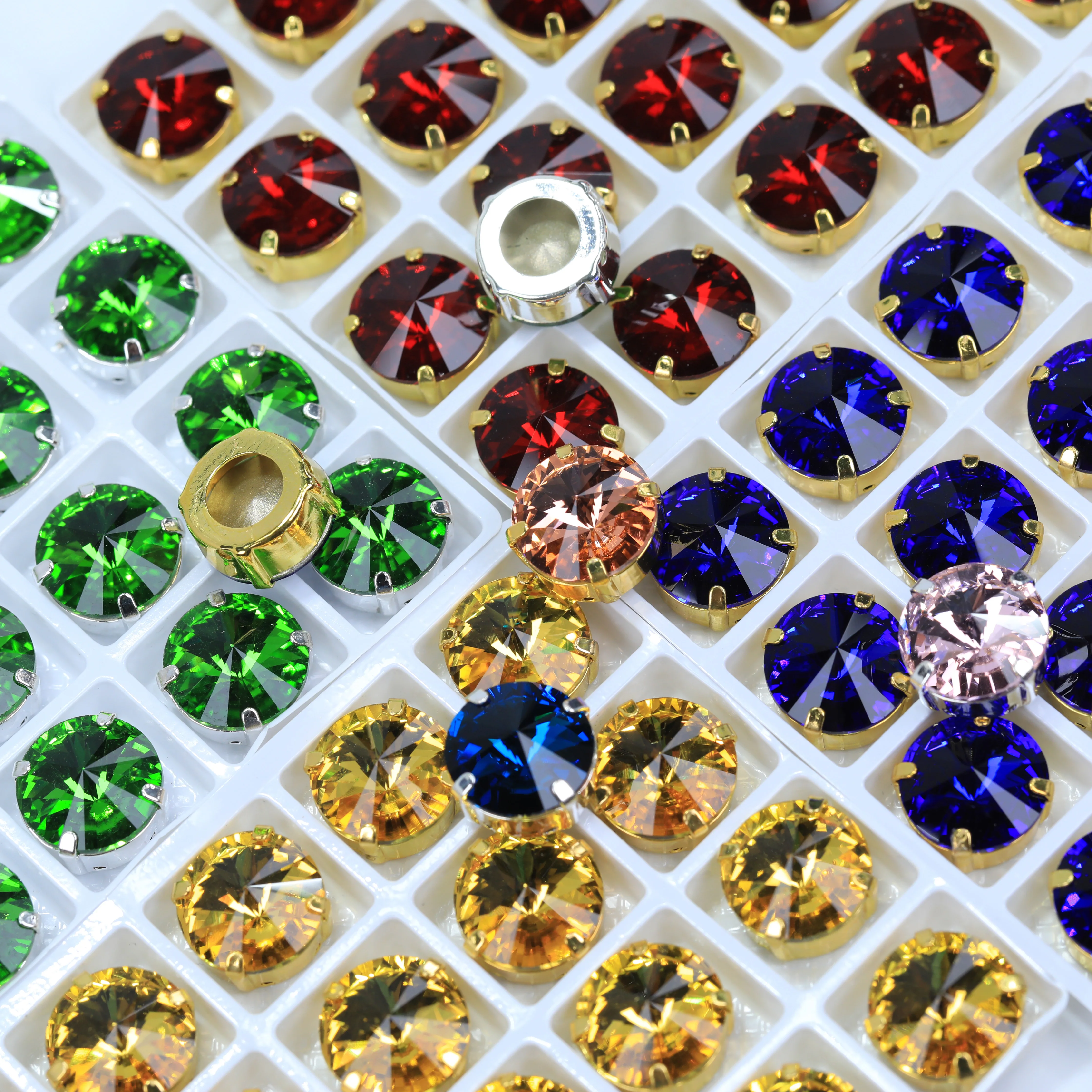 Hochwertige, satzförmige, aufnähbare Rivoli-Fancy-Stone, farbig beschichtetes Glas, Strass, Bling, DIY-Bastelzubehör, Handyhüllen-Deko, Haarschleifen, Kleidung – Detail 5