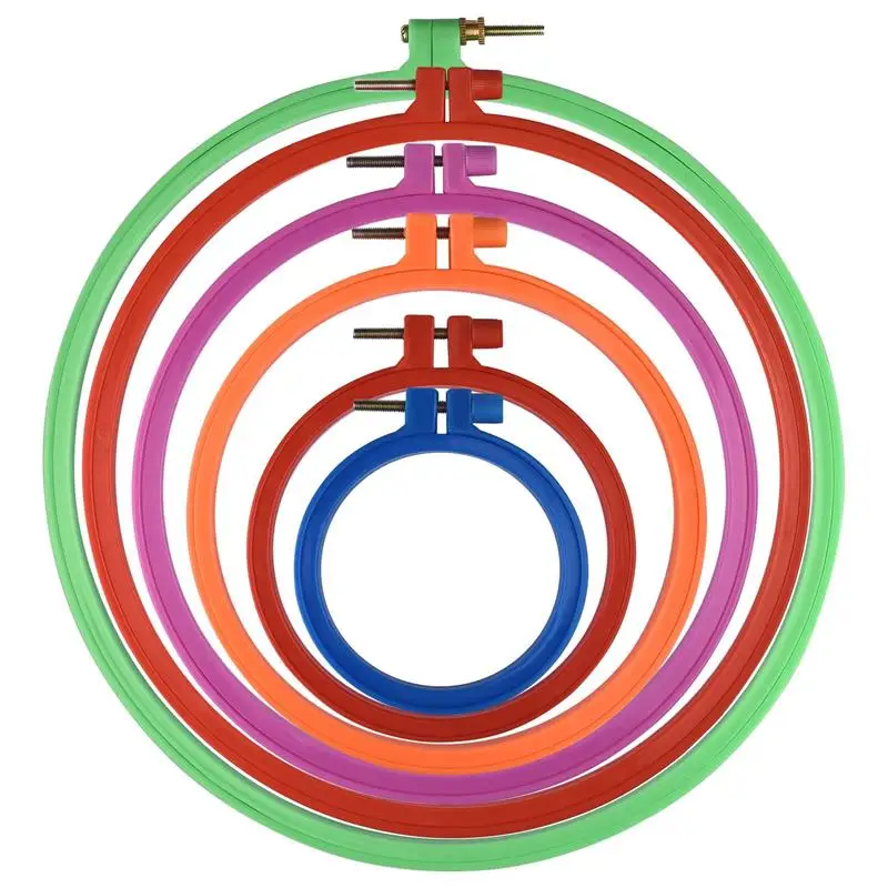 Plastic Handy Cross Stitch Machine Embroidery Hoop Ring Bamboo Frame Embroidery Hoop Round Needlecraft Sewing Tools Random Color