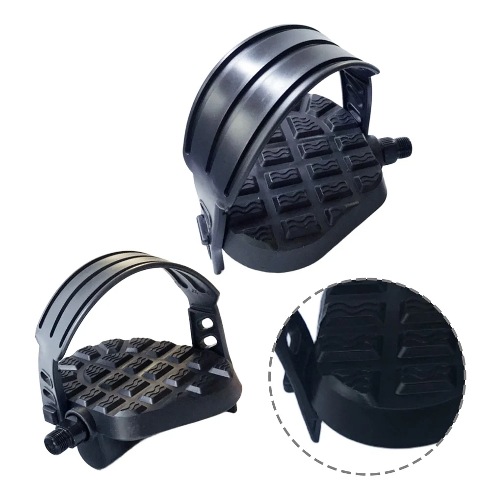 

1 пара педалей для велотренажера в помещении для домашнего спортзала с регулируемыми ремнями, противоскользящая ручка для педалей с резьбой 9/16 дюйма 1/2 дюйма