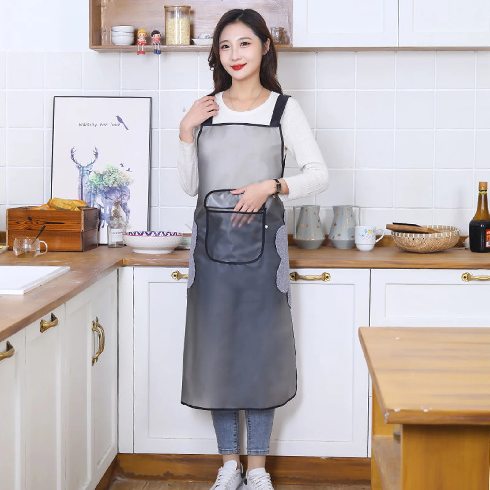 

Plus Size Apron For Women Kitchen Cooking Baking Oil-Proof Wear-Resistant Grill Apron With Pocket Adjustable Multi-Purpose