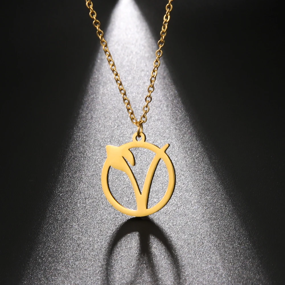 

Amaxer Simple Grass Pendant Stainless Steel Necklace For Women Girl Gold Color Necklace Engagement Jewelry Gift