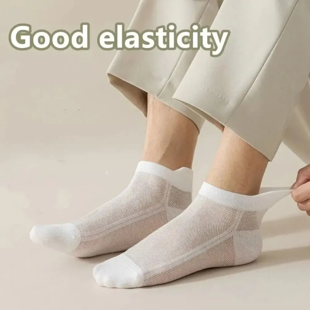 Calcetines cortos diarios con pestañas para las orejas, calcetines antideslizantes y transpirables para hombre, calcetines de malla absorbentes para el sudor, verano