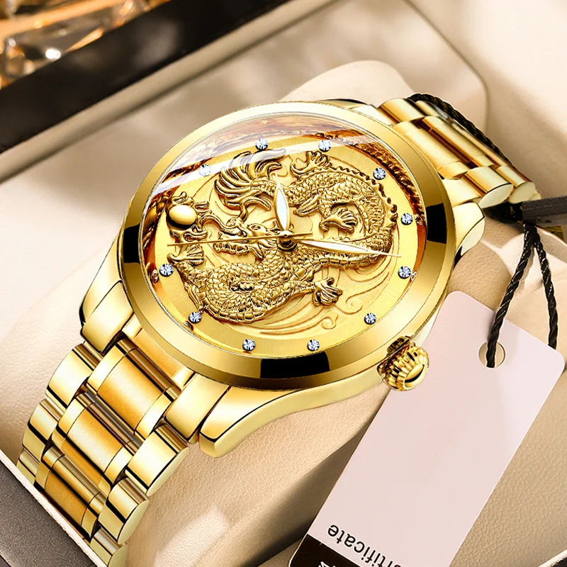 Top Brand Gold Mens Watches Stainless Steel Strap Casual Male Quartz Sports Wristwatch Luxury Waterproof Luminous Hands Clock