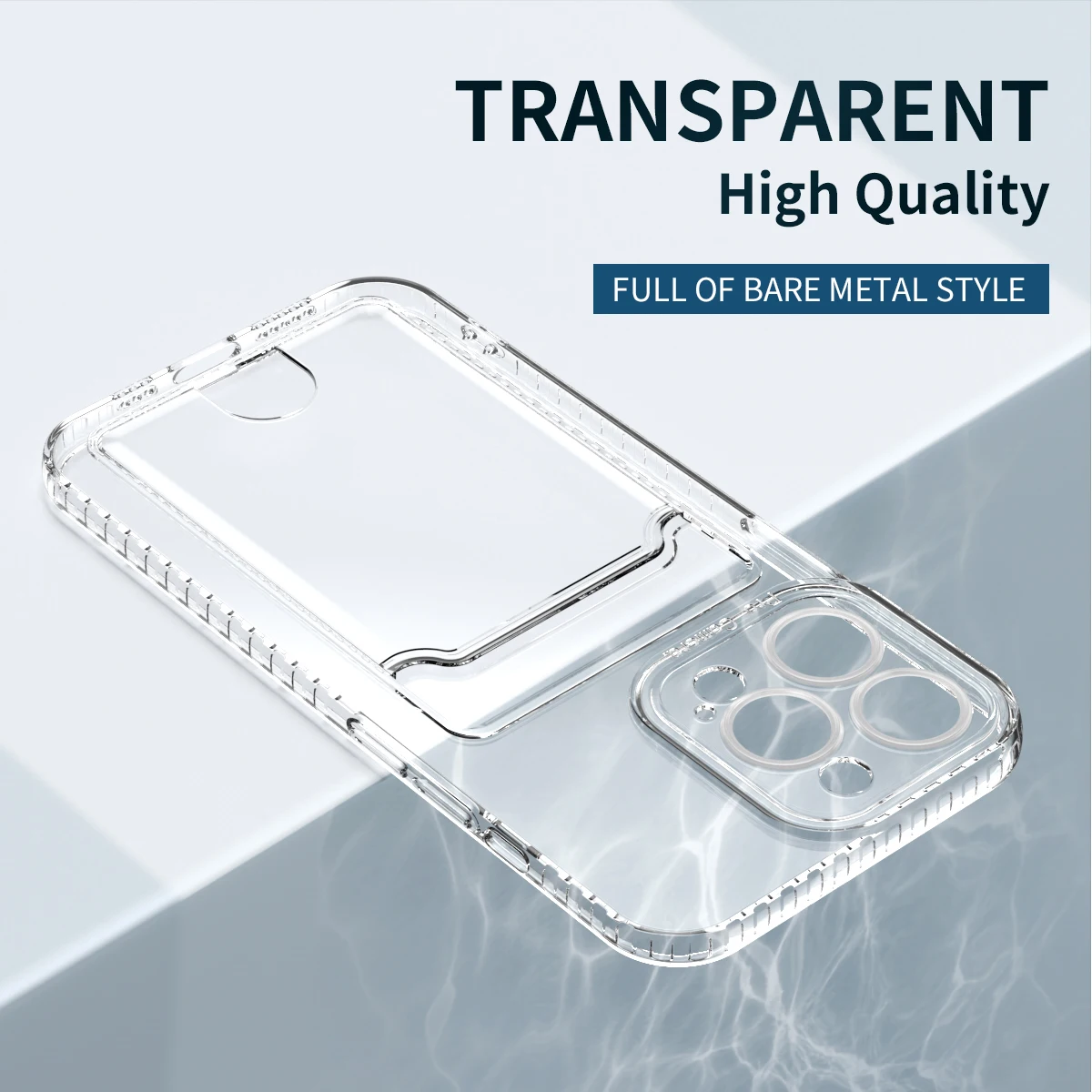 Kristalltransparente Hülle für iPhone 17 Pro Max Air 11 12 13 14 Plus 15 16 16E Kartensteckplatz Luxuslinse stoßfeste weiche klare Abdeckung