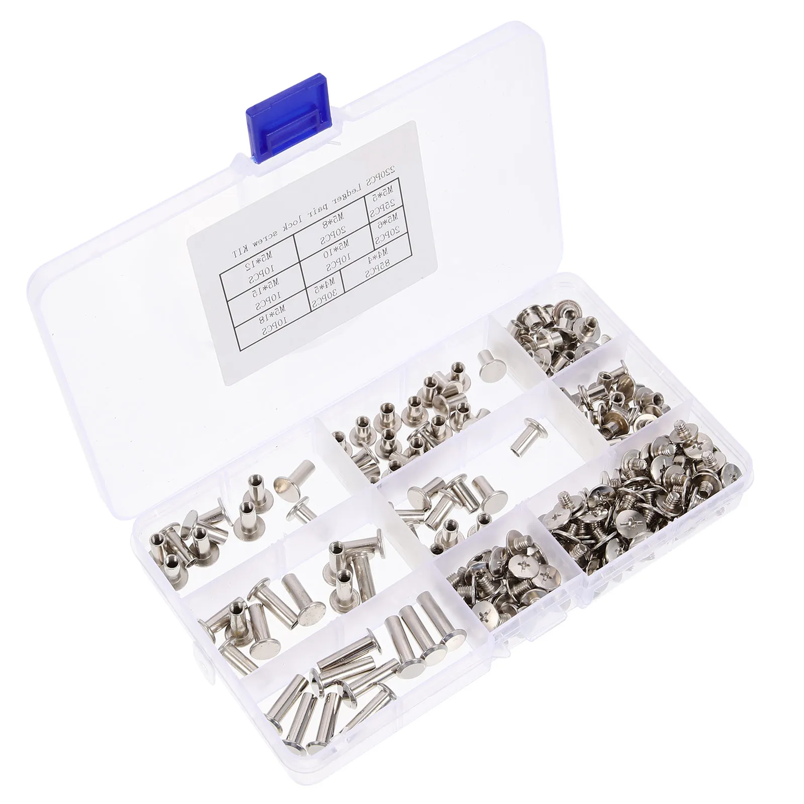 

220 pcs Double Locking Screws Carbon Steel Binding Posts For Diy Craft Photo Album Scrapbook Repair Nuts Bolts Hardware