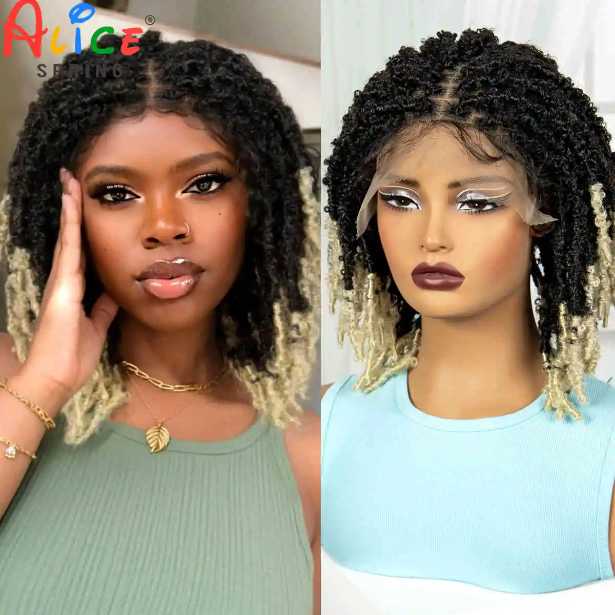 

Блондинка, плетеный парик с дредами, синтетические короткие кружевные передние плетеные парики боб, плетеные парики с бабочками для чернокожих женщин