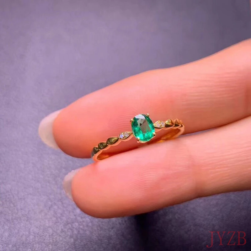 Natural Emerald Ring Simple handmade Emerald engagement ring Party jewelry gift design style 4*5mm