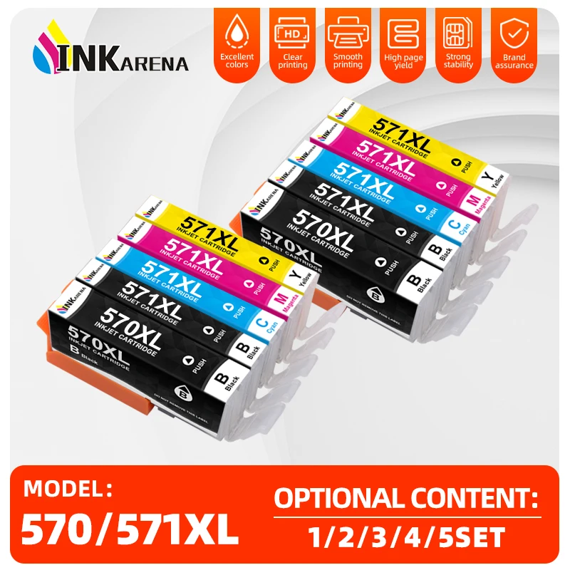 570XL 571 Ink Cartridge Compatible with Canon PGI-570 CLI-571 XL For PIXMA MG5750 MG5751 MG5752 MG6850 TS6050 TS5050 TS5051