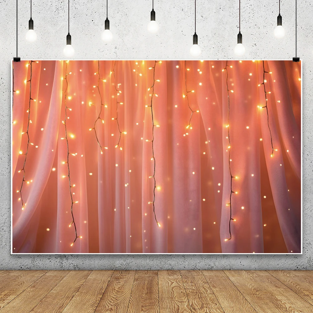 Pink Curtains Wedding Scene Photography Backdrop Glitter Lights Birthday Party Bridal Shower Pregnant Art Photosthoot Background