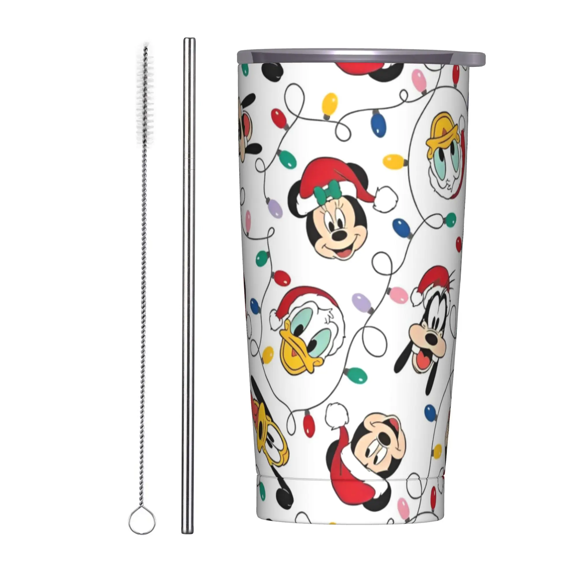 

Mickey and Friends Kawaii Mickey Рождественский изолированный стакан с соломинкой, вакуумные кофейные кружки, дорожная автомобильная чашка для бутылки, 20 унций