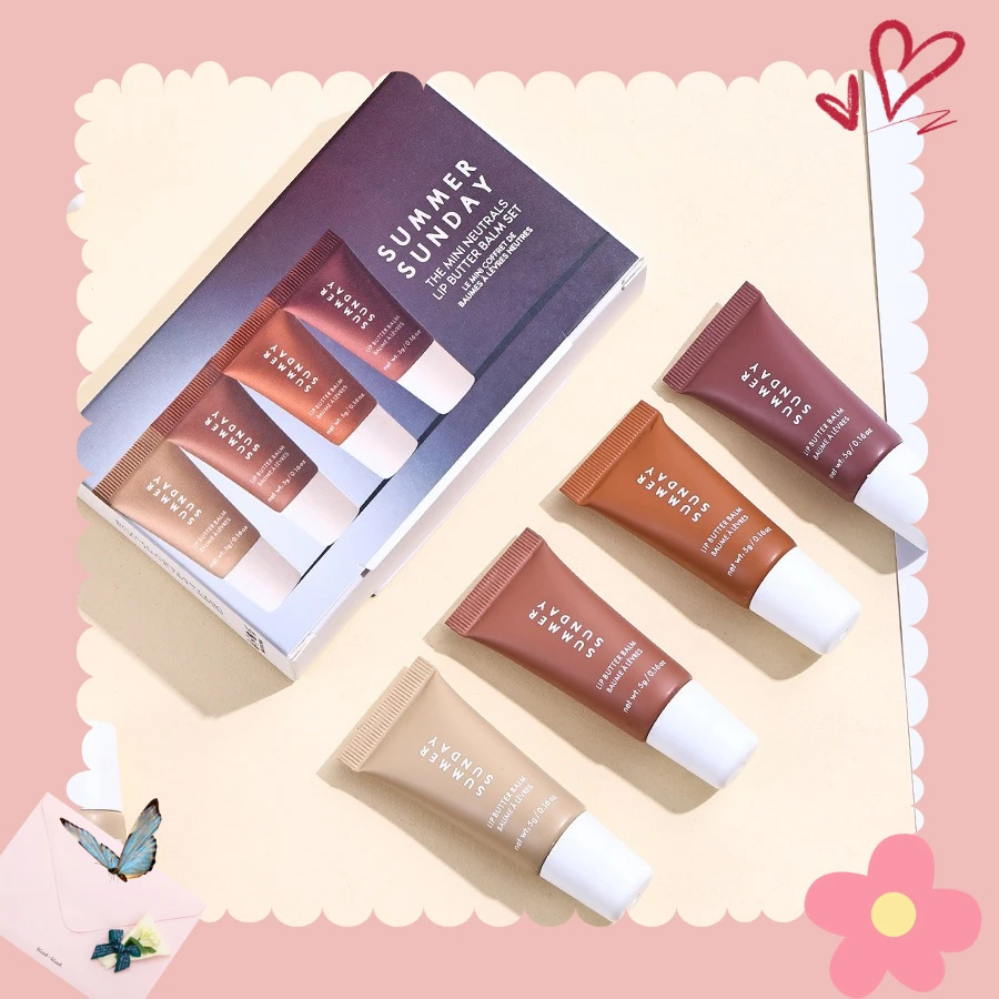 페이지 바인 4종 립글로스 세트 버터 모이스처라이징 틴티드 립밤 수분 공급 립스틱 키트 여성용 크로스보더 메이크업