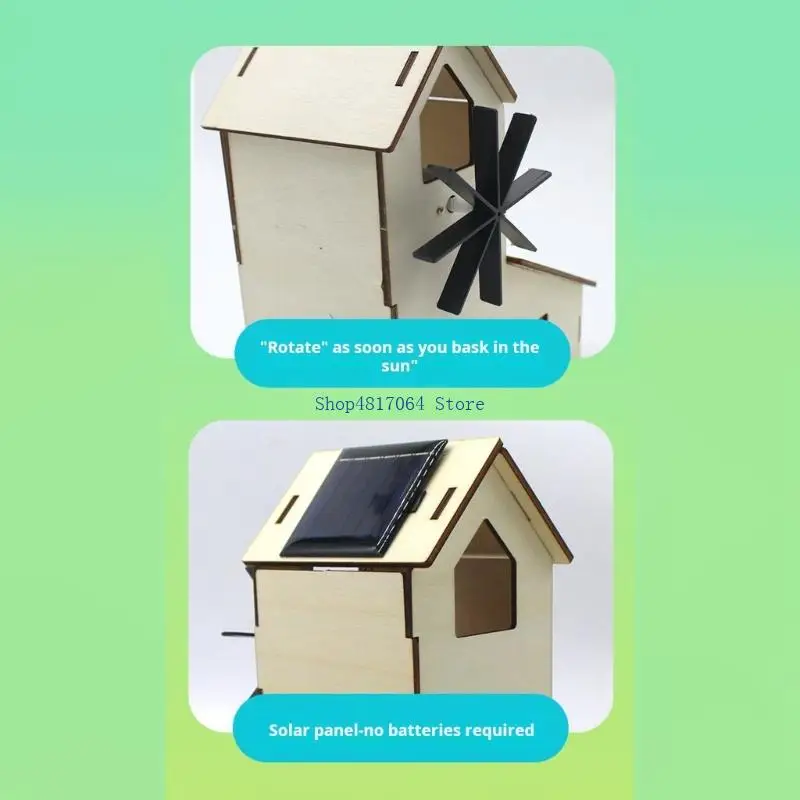 T3LB Wooden Windmill Craft Project Kits Toy With Solar Panel For Kids To Paint And Assemble Science Experiment Learning Toy