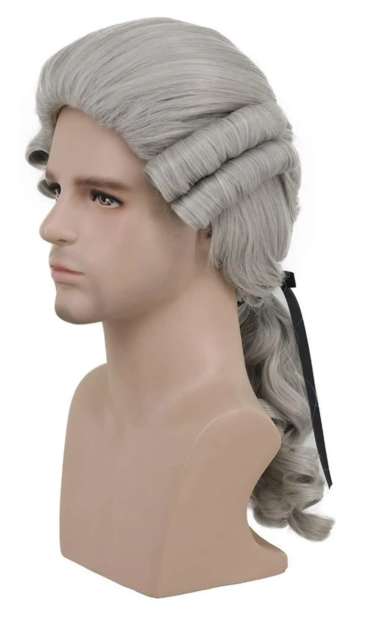 White Curly Tubular Fluffy Braid Synthetic Wig Medieval Judge Style Cosplay Movie Costume Hair Wig for Women image 5