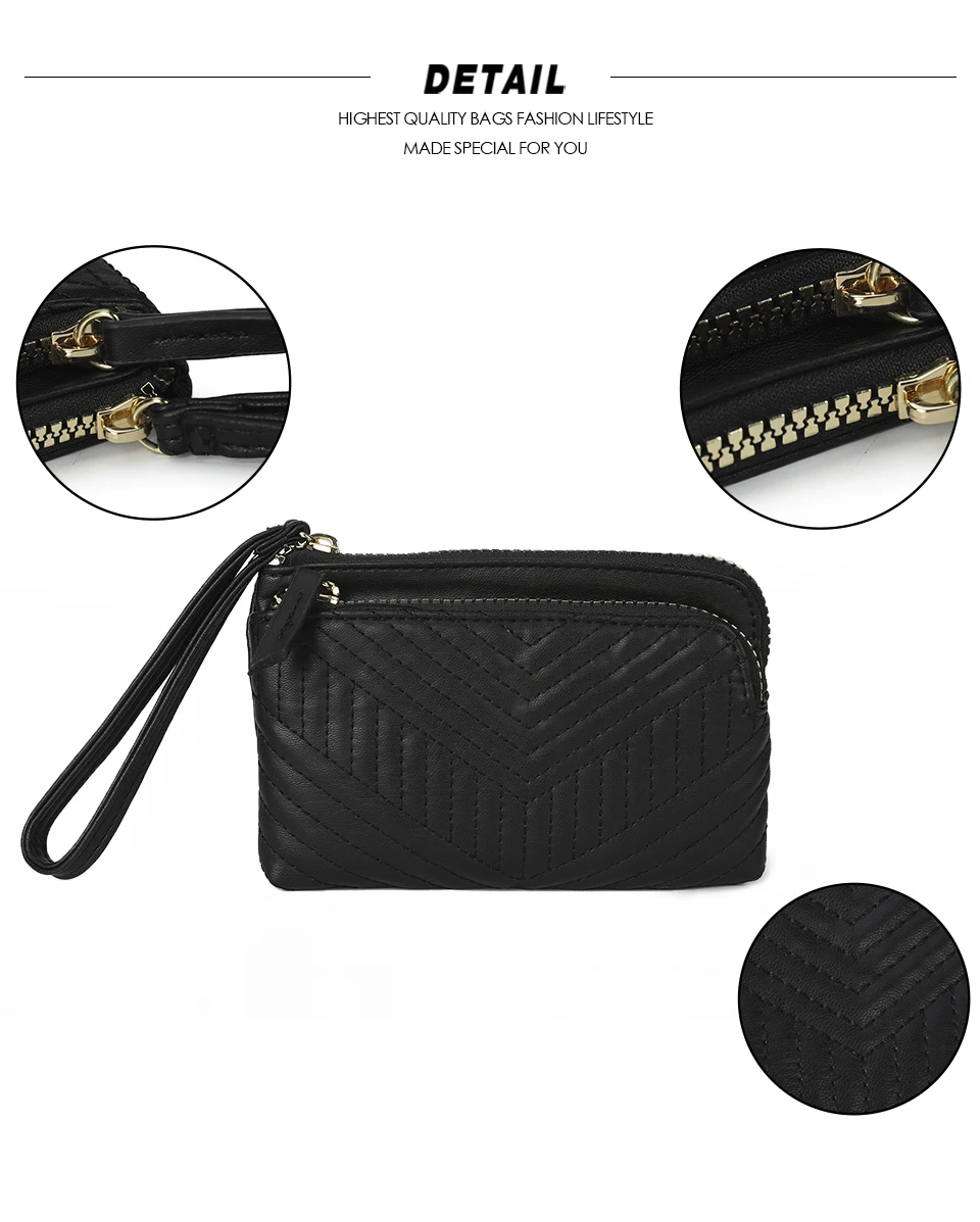 AFKOMST Moda Curta Mulheres Carteira Qualidade Bolsas Femininas Coin Purse Titular do cartão Double Zipper PU Leather Mini Wallet