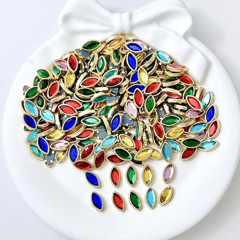 50 Stück Mini Bunte Quadratische Ovale Strass-Steine Eingelegte Nagelcharms Minimalistische Flache Runde Legierungs-Nagelkunst-Dekorationen für DIY – Detail 3