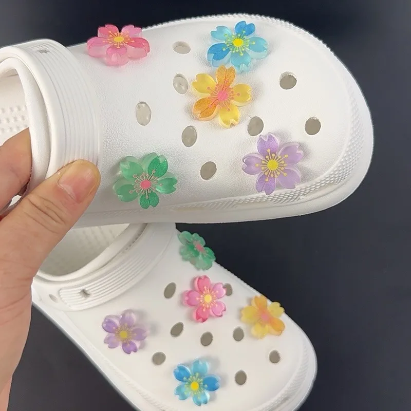 10PCS Fashion Shoe Charms Set Accessories Hole Shoe Buckle Luminous Cherry Blossoms DIY Shoes Decorations image 2