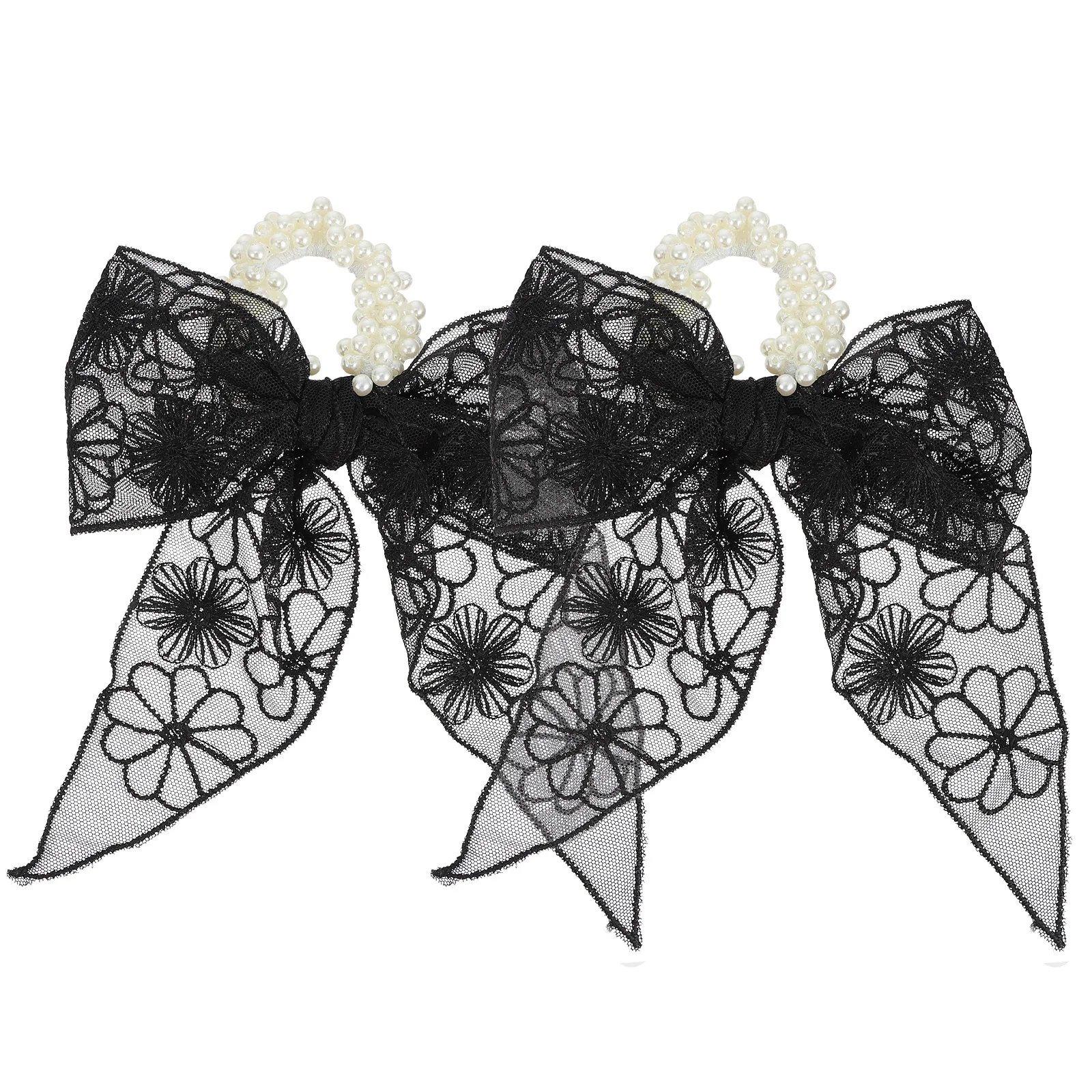 

2pcs Lace Ring Pearl Band For Women Girls Elastic Ponytail Holder Women Hair Accessories Scrunchie Hair Styling Tool