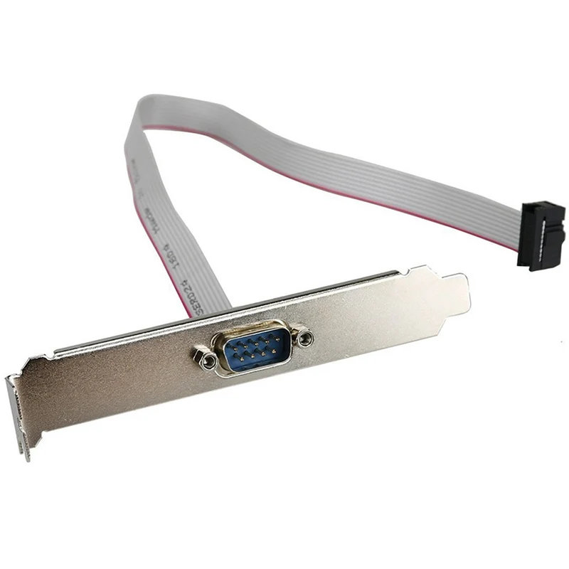 RS232 Serial D-Sub DB9 9PIN Male to IDC 10Pin Female Ribbon Cable 12cm Full High Bracket Panel Adapter for Computer Motherboard