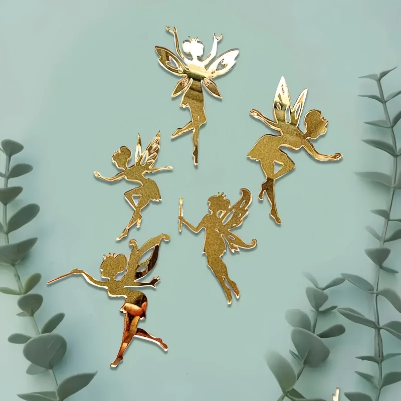 Juego de adornos para tarta de hadas encantadas de 5 piezas: decoración acrílica de princesa caprichosa para bodas mágicas, cumpleaños de ensueño y primavera