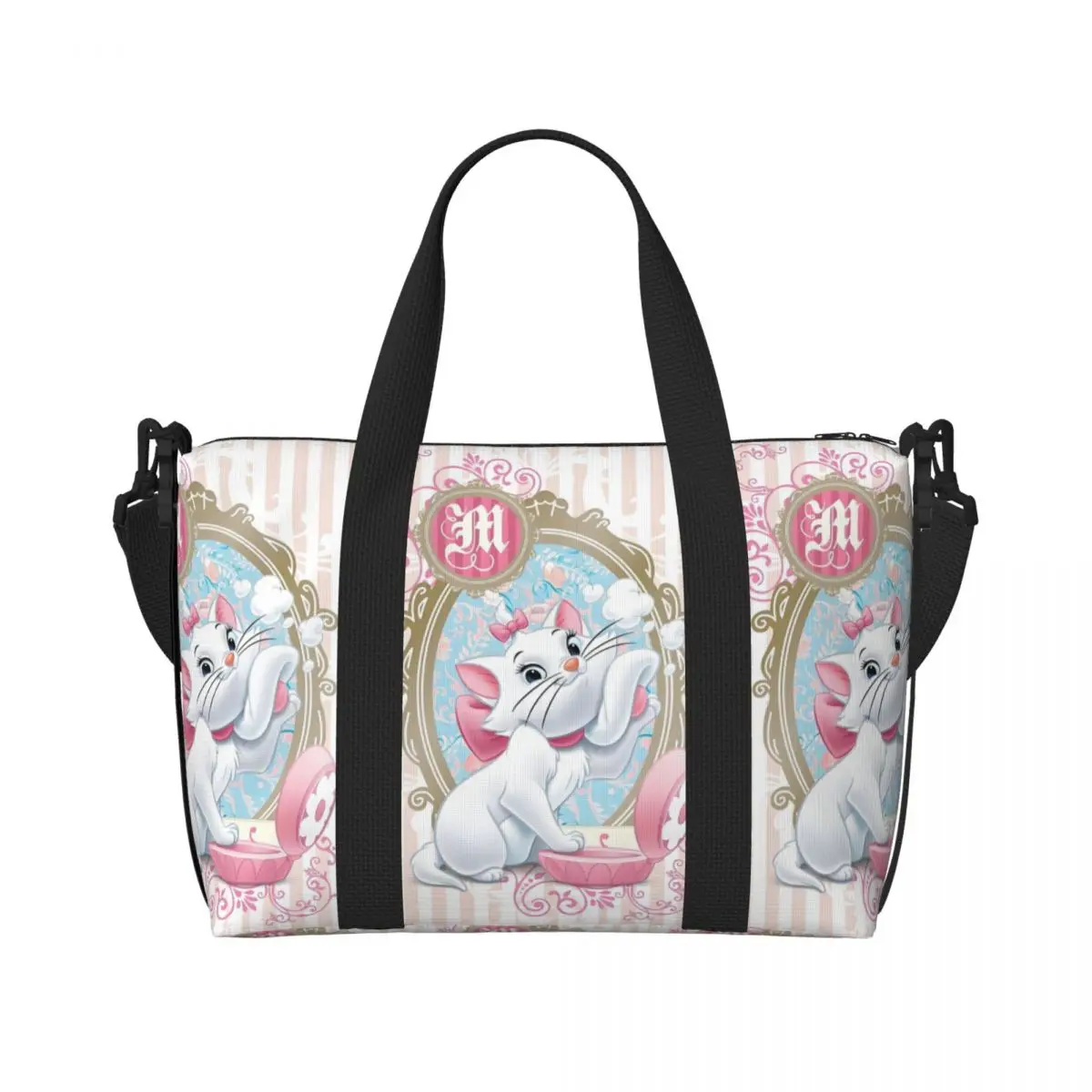 

Custom Large Marie Cat Tote Bag Women Funny Animal Pattern Shopping Shoulder Gym Beach Travel Bag