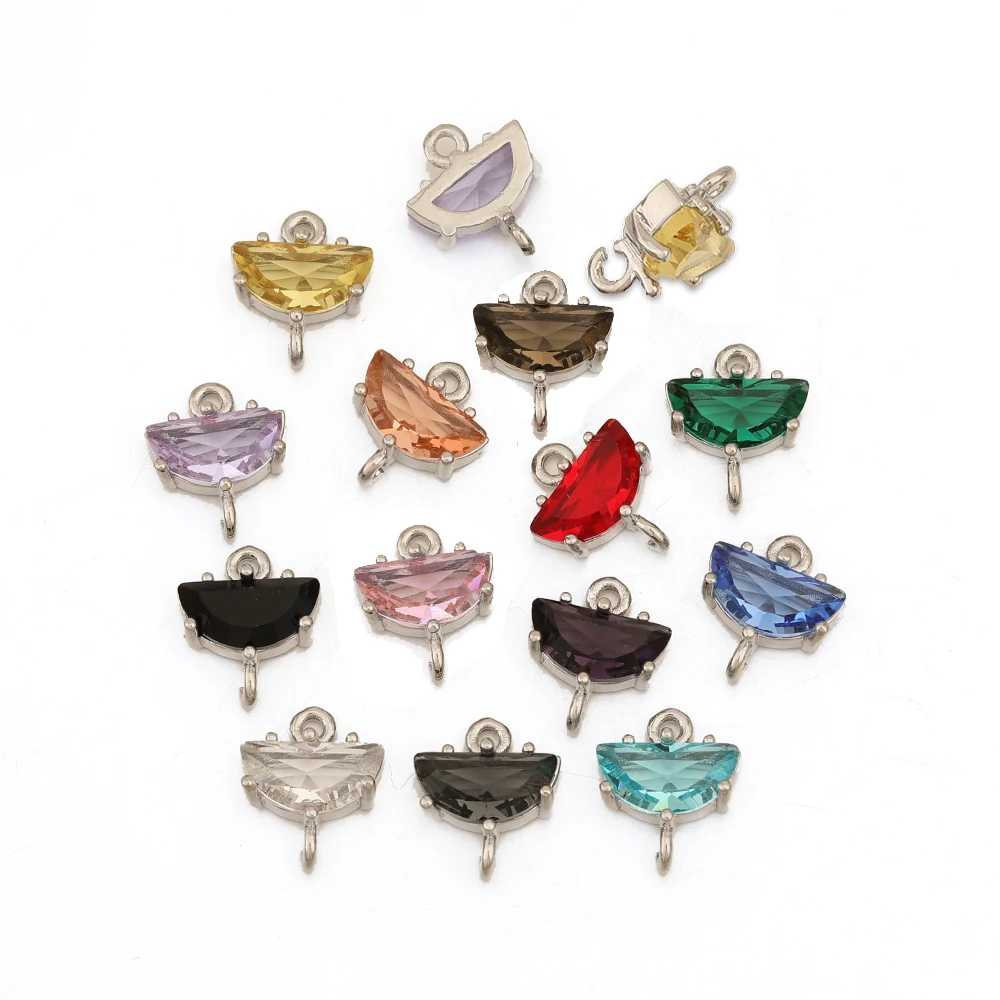 

Cordial Design 100Pcs 10*11MM Crystal Connectors/Rhodium/DIY Accessories/Hand Made/Semicircle/Jewelry Findings & Components