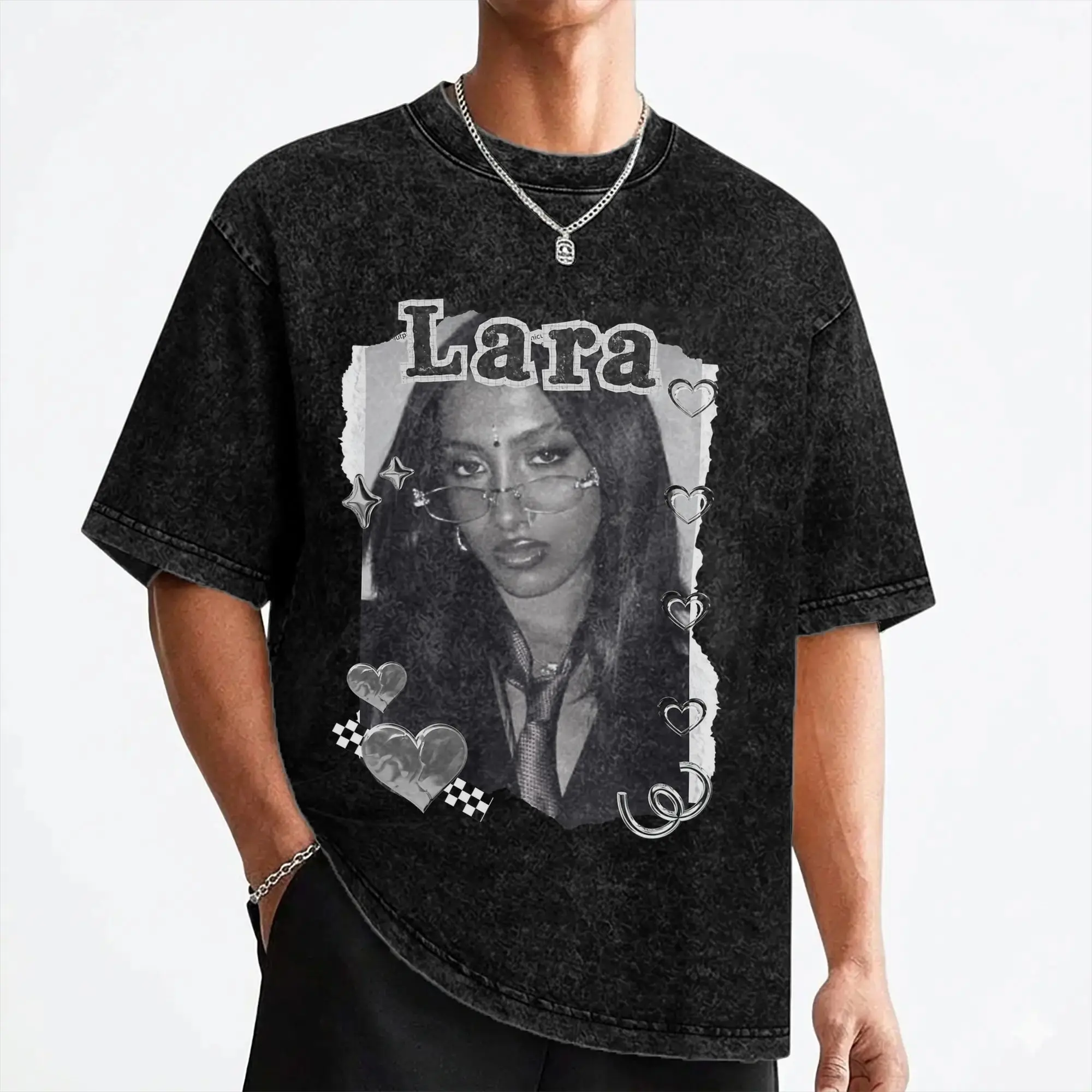 Lara Katseyes Kpop Girl Group T Shirt Washed Short Sleeve Harajuku T-Shirt  Fashion for Men Women Streetwear Summer Tee Shirt