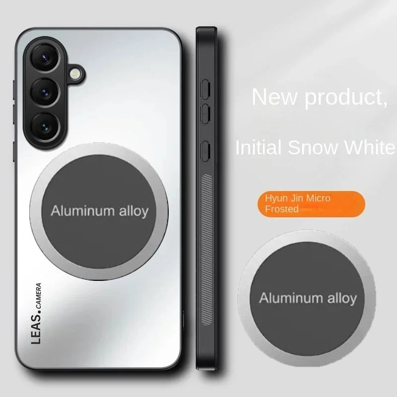 الفاخرة سيارة معدنية حامل مغناطيسي جراب هاتف لسامسونج S25 حافة الترا زائد FE S24 A55 A06 ماتي متجمد حماية غطاء سيليكون