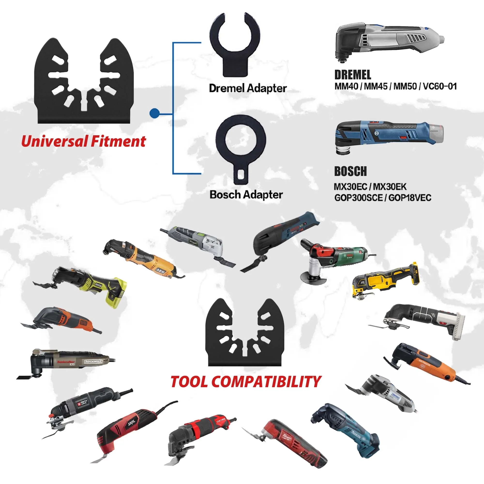 EZARC 3-teiliges oszillierendes Sägeblatt mit extra langer Reichweite, oszillierende Titan-Multitool-Klingen zum Schneiden von Metall, Holznägeln