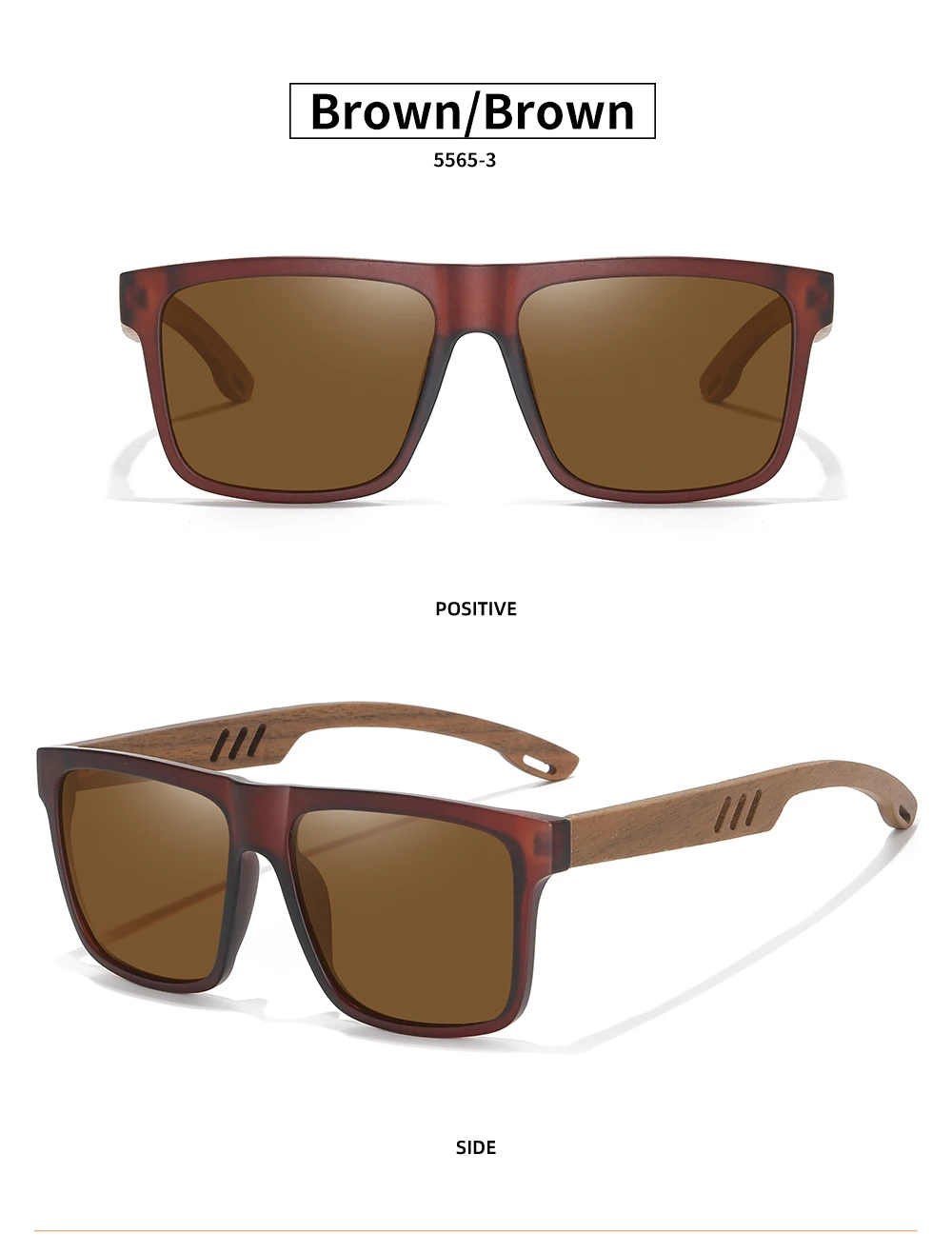 GM Neuheiten Schwarze Holz-Polarisierte Sonnenbrille für Herren Bambus-Sonnenbrille Rote UV400-Gläser Modische Fahrsonnenbrille CartonS5565 – Detail 12