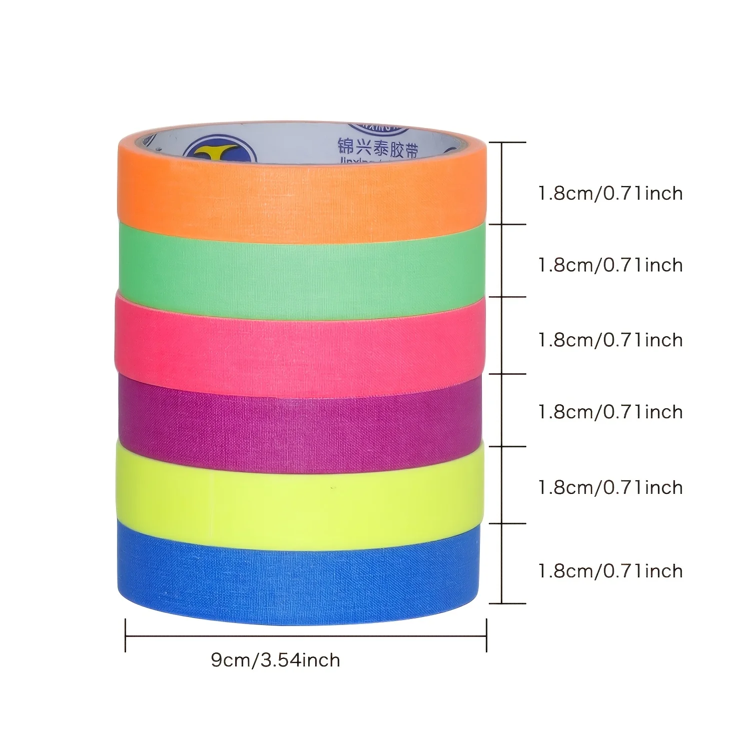 Neon Glow Tape 6 Rolls UV Blacklight Reactive Multi-Color Luminous Tape, High Strength Adhesive for Party Decor, Stage