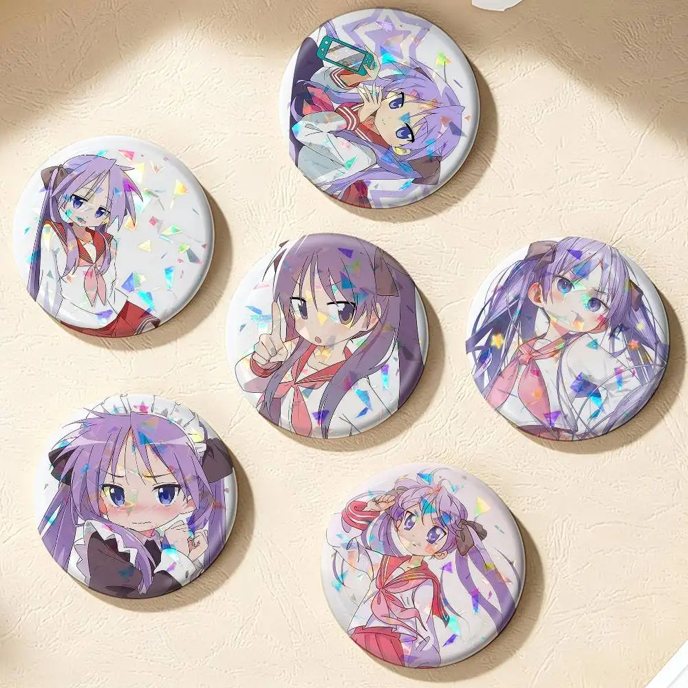 kagami Hiragi Lucky star   75mm 44mm 25mm Accessories Toys Badge Brooch Backpack Hat Pins