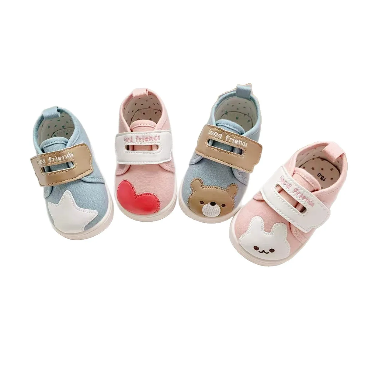

2025 New Mid To High End Cartoon Bear Bunny Leather Baby Walking Shoes Soft Soled Children's Functional Shoes