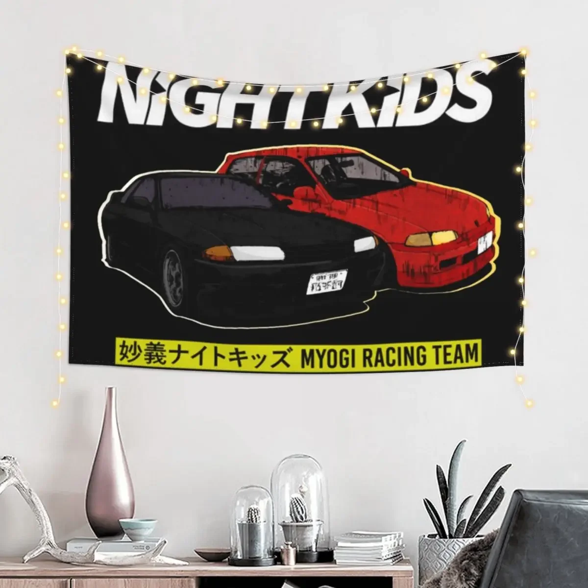 Initial D - Night Kids Print Tapestry Room Decor Korean Style House Decor Home Decorations Tapestry