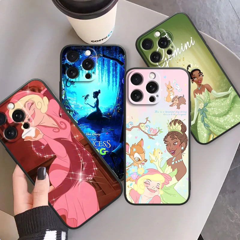 Princess And Frog Disney Cute For iPhone 15 14 13 12 11 XS XR X 8 7 SE Pro Max Plus Mini Black TPU Phone Case