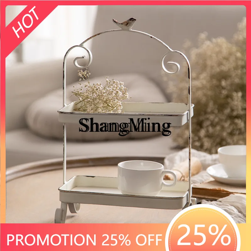 

SM Creative Fashion Double Layer Fruit Dried Fruit Snack Storage Small Tray Aged Wrought Iron Decorative Cake Plate