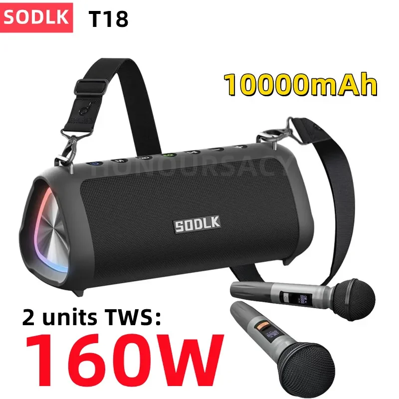 

SODLK T18 Bluetooth Speaker 80W High Power Outdoor IPX7 Portable Waterproof Column Home Karaoke Stereo 3D Surround Subwoofer