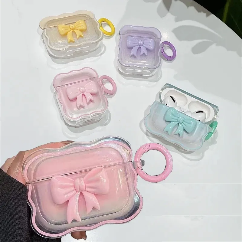 حالات سيليكون ل Airpods Pro 2nd الفاخرة ثلاثية الأبعاد القوس اللاسلكية سماعة غطاء وقائي ل Airpods 4 2 1 3 سماعة الرأس الملحقات