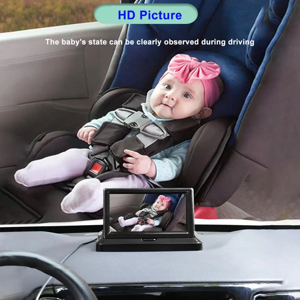 Seat Mirror Camera 360 Degree Rotatable High Clarity Waterproof 5.0-Inch Baby Car Security Rear View Monitor for Car