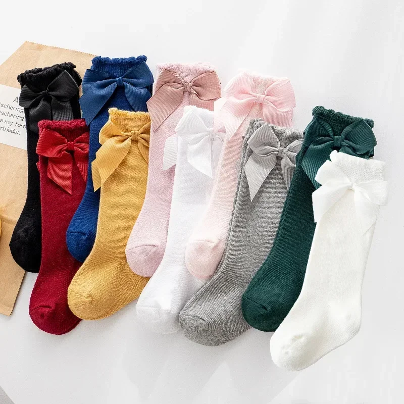 Baby Stuff Newborn Girl Princess Socks Infant Knee High Stockings Bow Children Kids Girls Fall Winter Cotton Mid-tube Socks