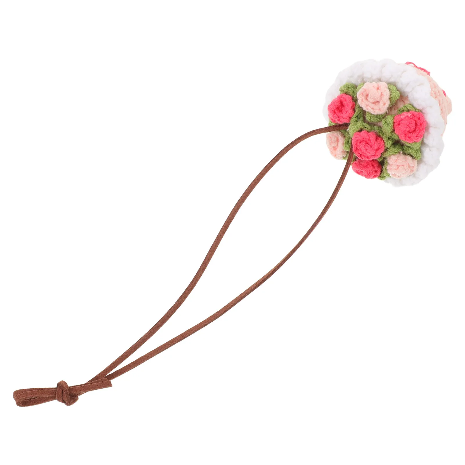 

Car Hanging Gift Bouquet: Handmade Crochet Rose Flower Decor For Car Mirror Boho Floral Interior Accessories Valentines Day