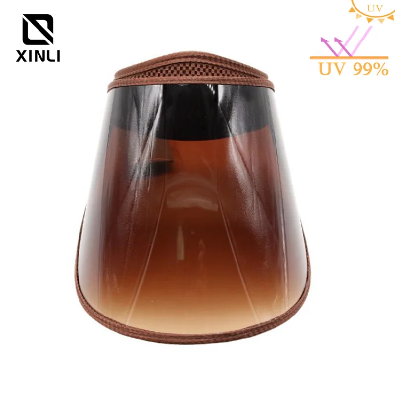 Outdoor Unisex Brown Color Sunscreen UV Protection PVC Soft Board Sun Visor Hat Empty Top Hats for Beach Camping Sun Hats