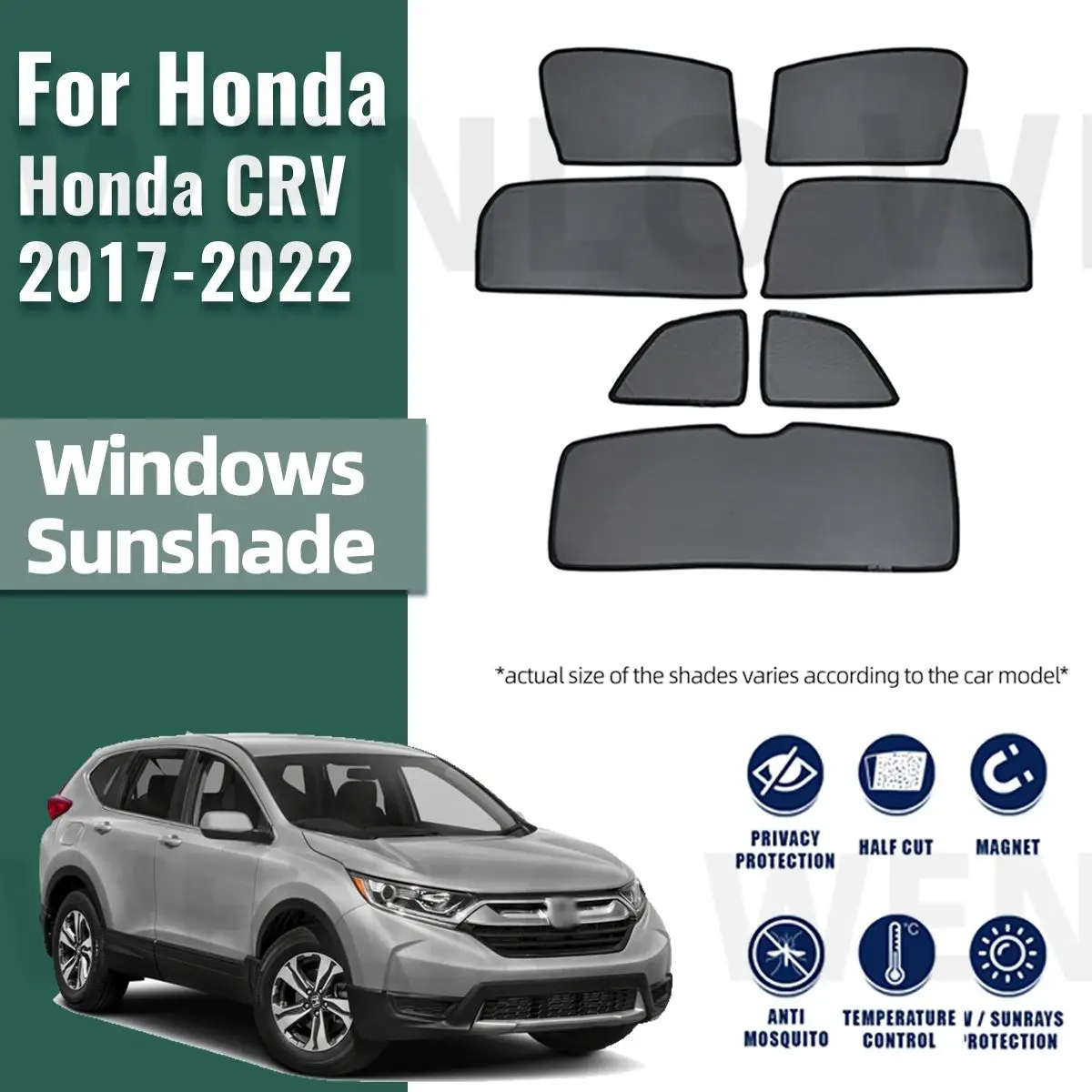 

For Honda CRV CR-V 5seats 2017-2022 Rear Side Window Sun Shade Car Sunshade Magnetic Front Windshield Mesh Curtain