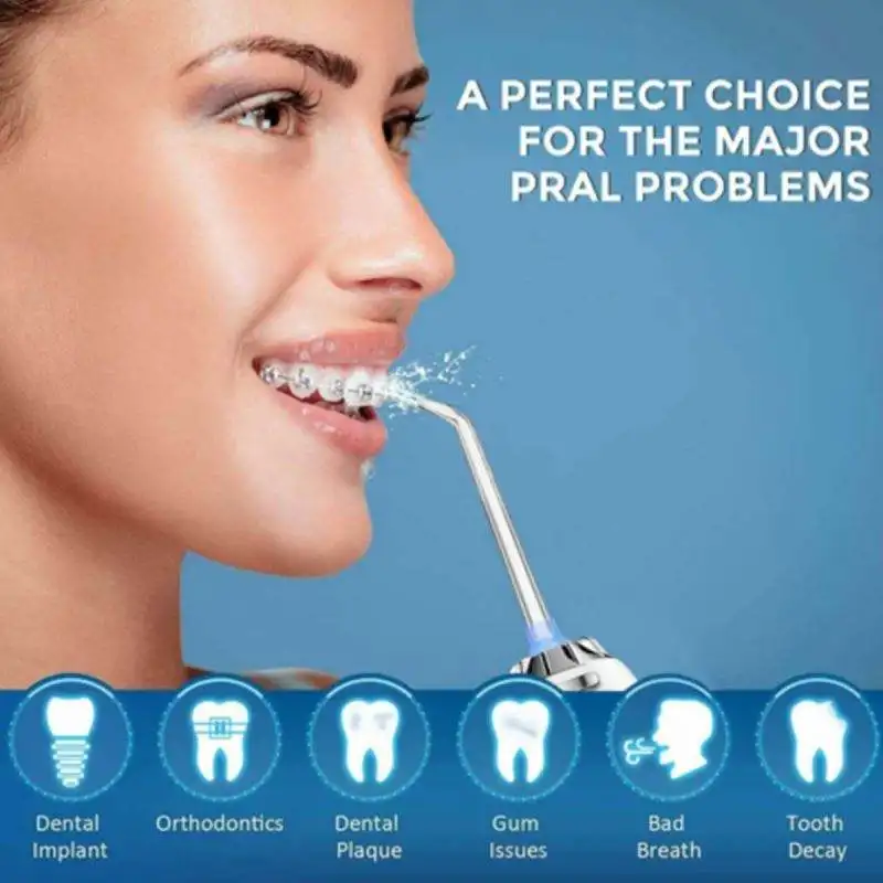 Dental Floss, Portable Cordless Oral Irrigator Cleaning 3 Modes, Waterproof Rechargeable Dental Cleaner, with 4 Nozzles